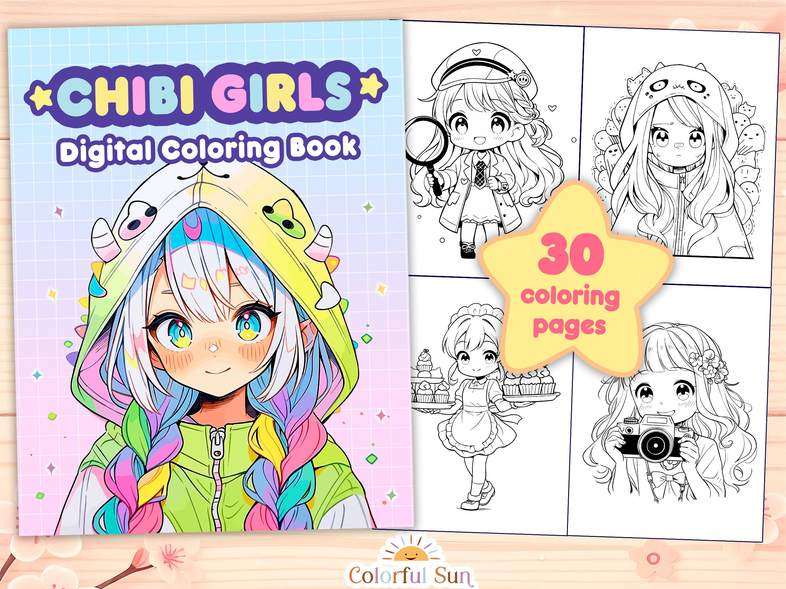 Chibi Girls Kawaii Coloring Book for Kids and Busy Adults Featuring