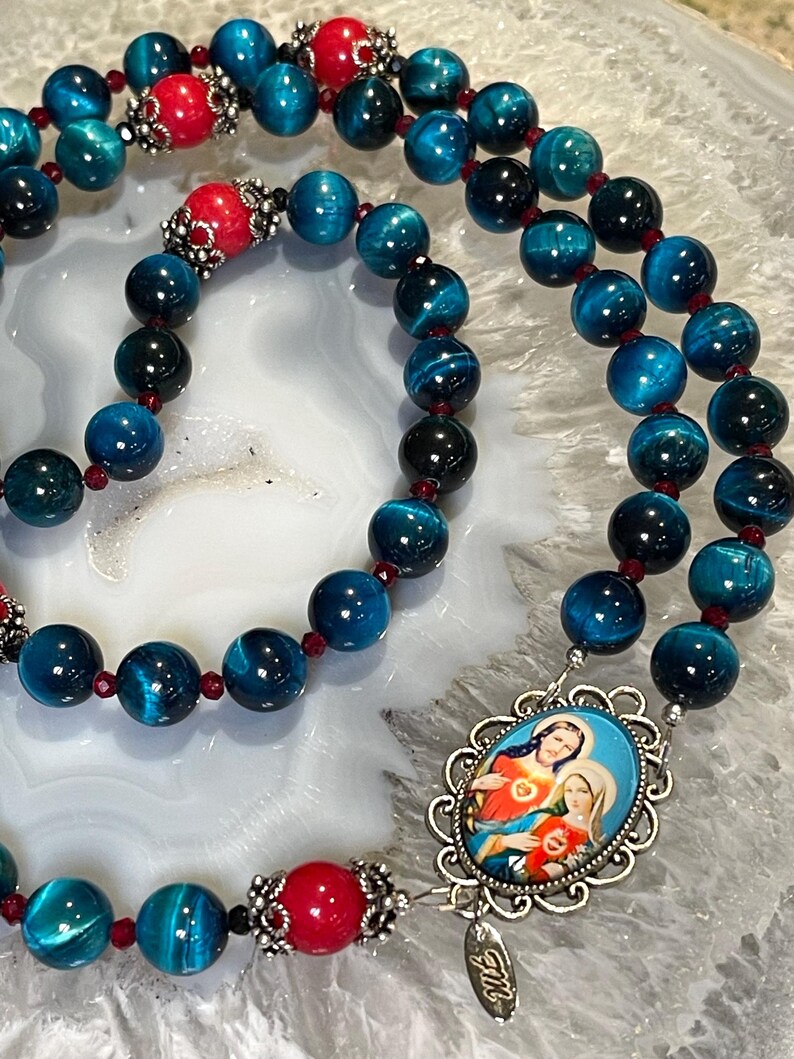 Sacred Heart of Jesus and Mary Rosary - Etsy