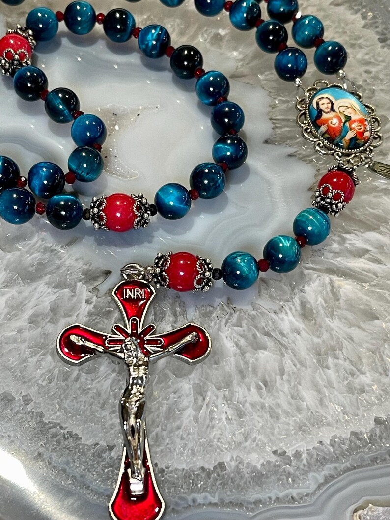 Sacred Heart of Jesus and Mary Rosary - Etsy