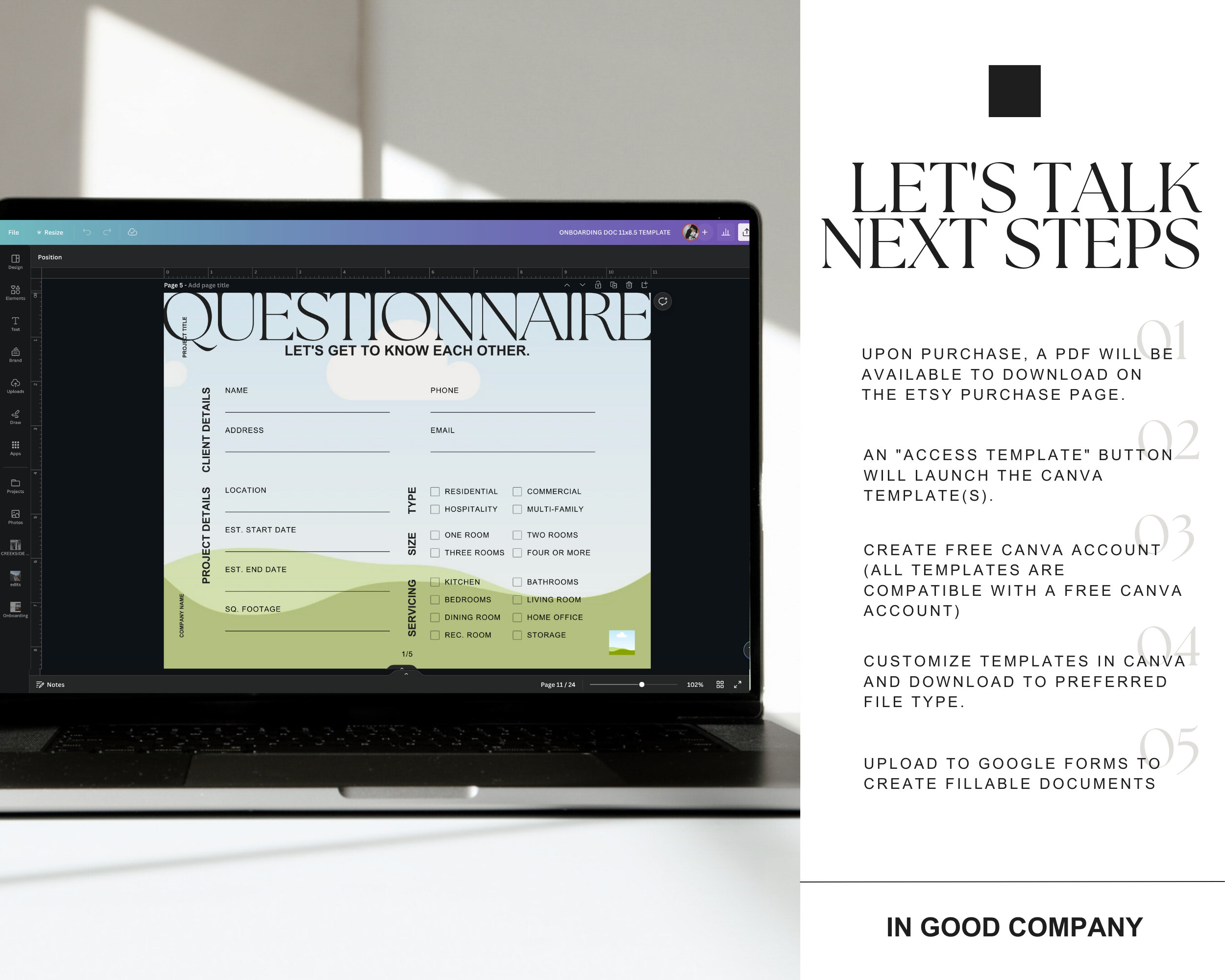Interior Design Client Questionnaire Template/ Canva Business ...