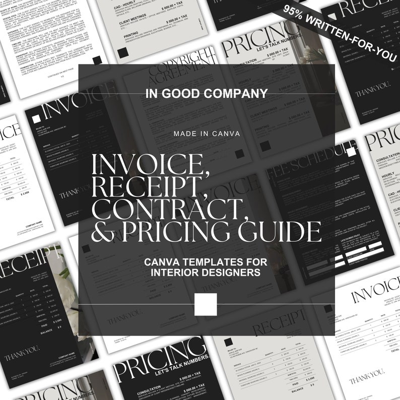 Interior Design Invoice, Receipt, Contract, and Pricing Guide Canva ...