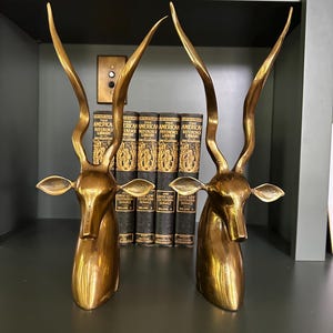 Vintage Solid Brass Gazelle Bookends by Jack Housman