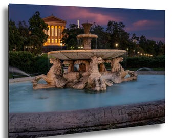 Philadelphia Museum of Art Print: zeepaardjes fontein fotografie wanddecoratie