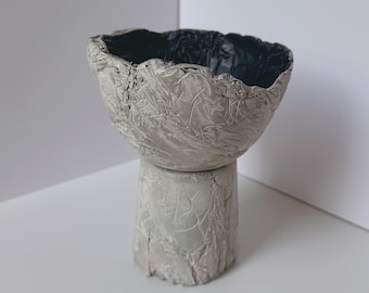 Roma Midnight Pedestal | cement pedestal bowl, decorative bowl, candle holder, accent piece, home decor