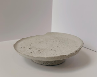 White Lava Pedestal | concrete tray, decorative dish, candle holder, accent piece, home decor