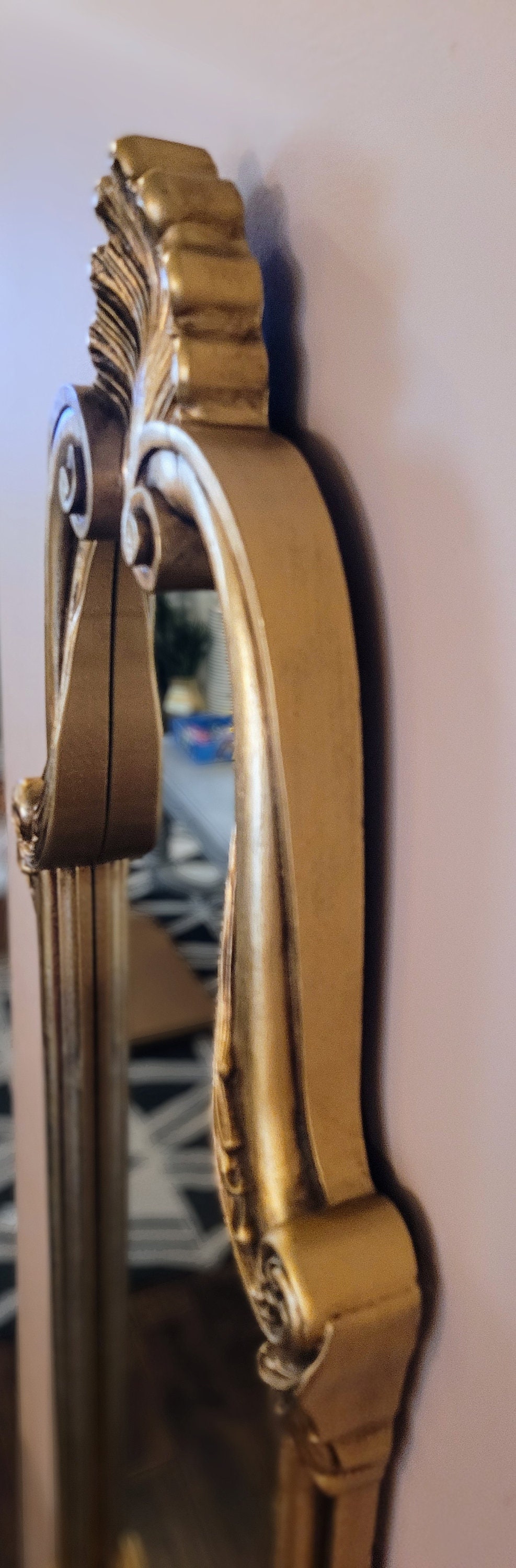 Vintage Large Gold Mirror, Gold Mirrored Wall Decor, Hollywood Regency