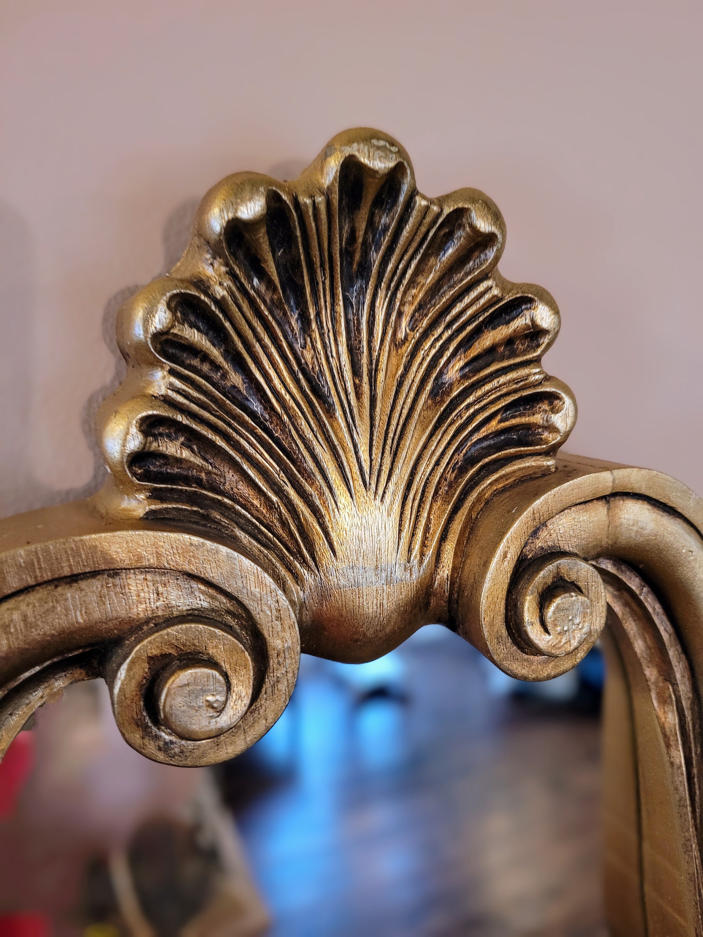 Vintage Large Gold Mirror, Gold Mirrored Wall Decor, Hollywood Regency