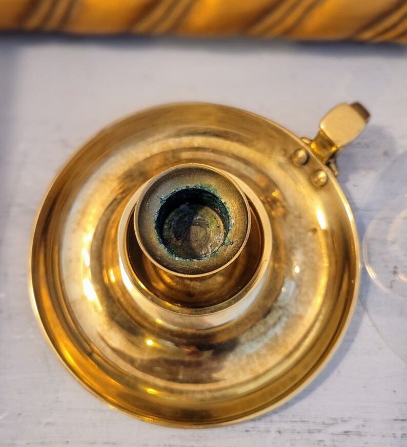 Vintage Baldwin Brass Candle Holder, Brass and Glass Hurricane Holder