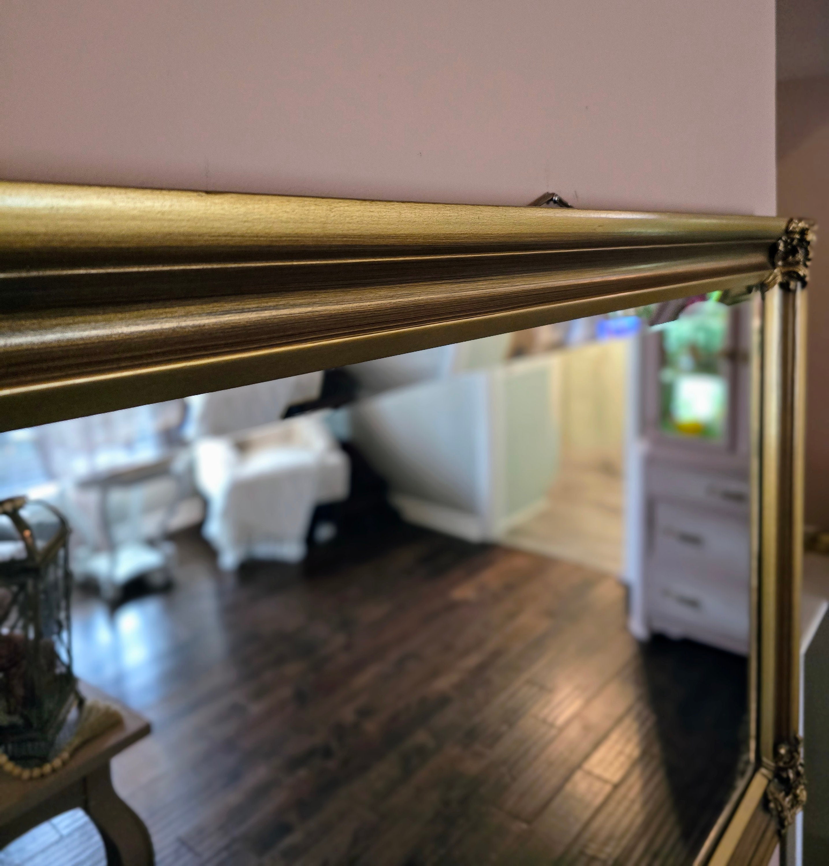 Vintage Large Gold Beveled Mirror, Gold Mirrored Wall Decor, Hollywood Regency Style Decor, J.A ...