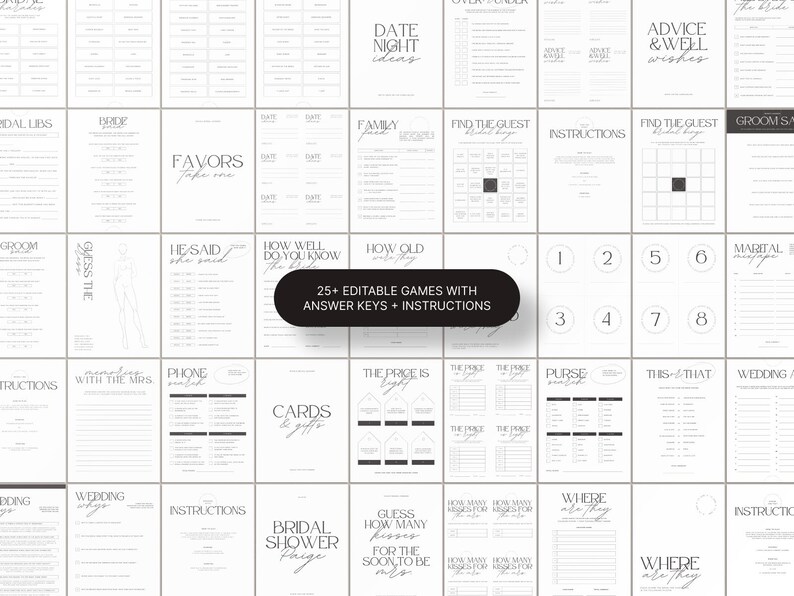 25+ editable bridal shower games with answer keys + instructions