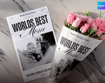 Editable Mother’s Day Newspaper Template - Personalized Canva Template, Printable Mother’s Day Gift, Custom Newspaper Card, DIY Gift for Mom