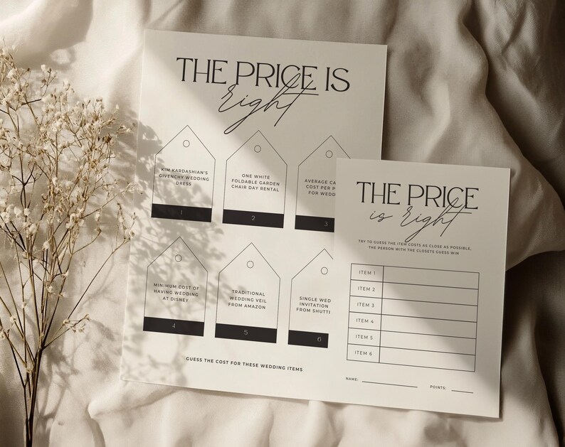 The price is right bridal shower game