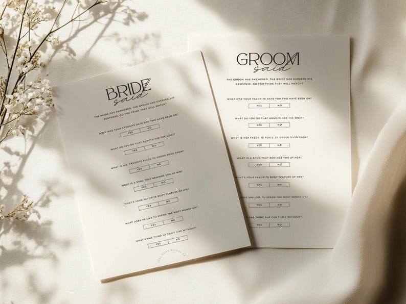 Bride said and Groom said bridal shower game