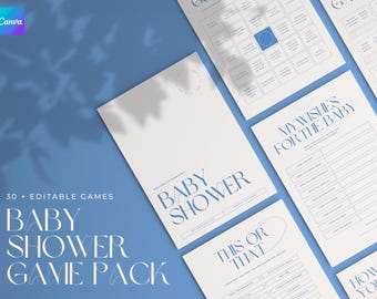 Baby shower games EDITABLE canva template, Baby shower, baby games bundle