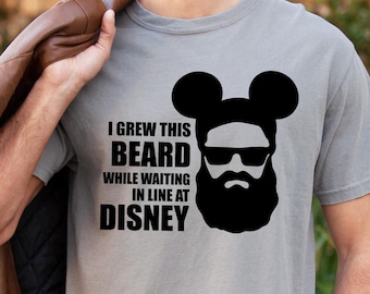 Camiseta "Me dejé crecer la barba mientras esperaba en la fila de Disney", colores cómodos, parques Disney, viajes a Disney, papá Disney, 182168