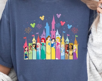 Disney Princesses Shirt, Princesses Shirt, Disney Princesses, Anna Elsa Snow White Cinderella Belle Ariel Shirts, Comfort Colors 182297