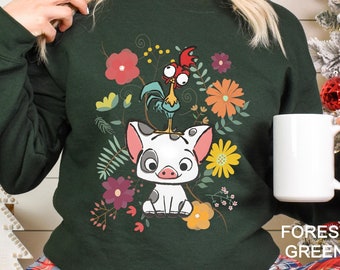 Floral Moana Shirt, Disney Moana Sweatshirt, Moana Pua Hei Hei Sweatshirt, Moana Movie Shirt, Moana 2 Shirt, Disneyworld Shirts, 182365