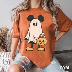 Camiseta de Mickey y Minnie Fantasma de Disney, Colores Cómodos, Camiseta de Mickey para Halloween, Camiseta de Minnie para Halloween, Camiseta de Disney para Halloween, 181911