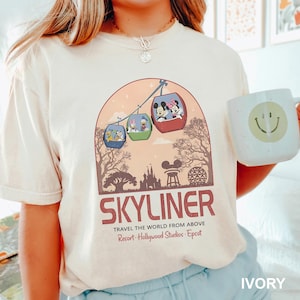 Vintage Mickey and Friends Skyliner Shirt, Comfort Colors, Travel The World From Above Shirt, Epcot Disney Tee, Hollywood Studios Tee 183589