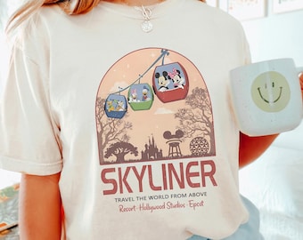 Vintage Mickey and Friends Skyliner Shirt, Comfort Colors, Travel The World From Above Shirt, Epcot Disney Tee, Hollywood Studios Tee 183589