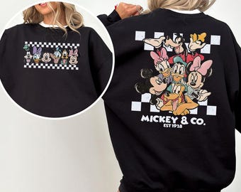 Checkered Retro Disney Mickey and Co Sweatshirt, Disney Mickey Sweatshirt, Disney Friends Hoodie, Disney Trip Crewneck 183941