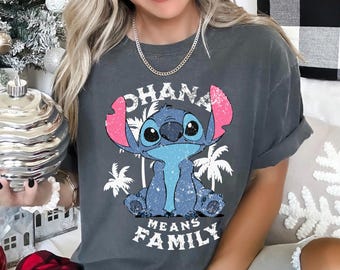 Disney Stitch Ohana Shirt, Comfort Colors,Ohana Means Family Stitch Shirt, Cute Stitch Portrait Tee, Disney Summer Stitch Summer Tee 183352