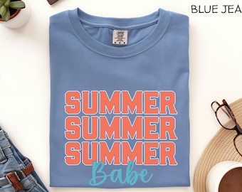 Summer Babe Shirt, Comfort Colors, Retro Summer Graphic Tee, Cute Beach Vacation Shirt, Groovy Tropical Summer Tee 185940
