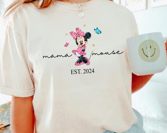 Minnie Mouse Mama Shirt, Disney Mama Shirt, Minnie Mouse, Minnie Ears, Minnie Mama Mouse Tshirt, Comfort Colors, 181345