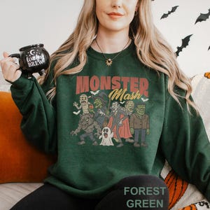Sudadera retro de Halloween Monster Mash, sudadera con capucha de Halloween Monster Mash, sudadera con capucha vintage de Halloween, cuello redondo de Monster Halloween 183838