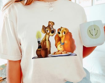 Lady and The Tramp Shirt, Comfort Colors Shirt, Valentine's Day Shirt, Disney Couple Shirt, Dogs Lover Shirt, Disney Vintage Shirt 182400