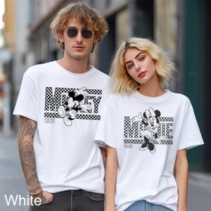 Vintage Checkered Mickey Shirt, Comfort Color, Minnie Mouse Checkered Tee, Mickey and Minnie Shirt, Disney Matching Couple Shirt 181373