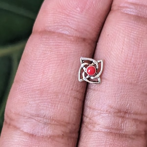 Ruby Silver Nose Bone - Red -Nose Stud - Nose Ring