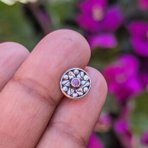 Anel de nariz em prata e lavanda - Brinco de nariz - Joias para o corpo - Piercing de nariz - Prata 925