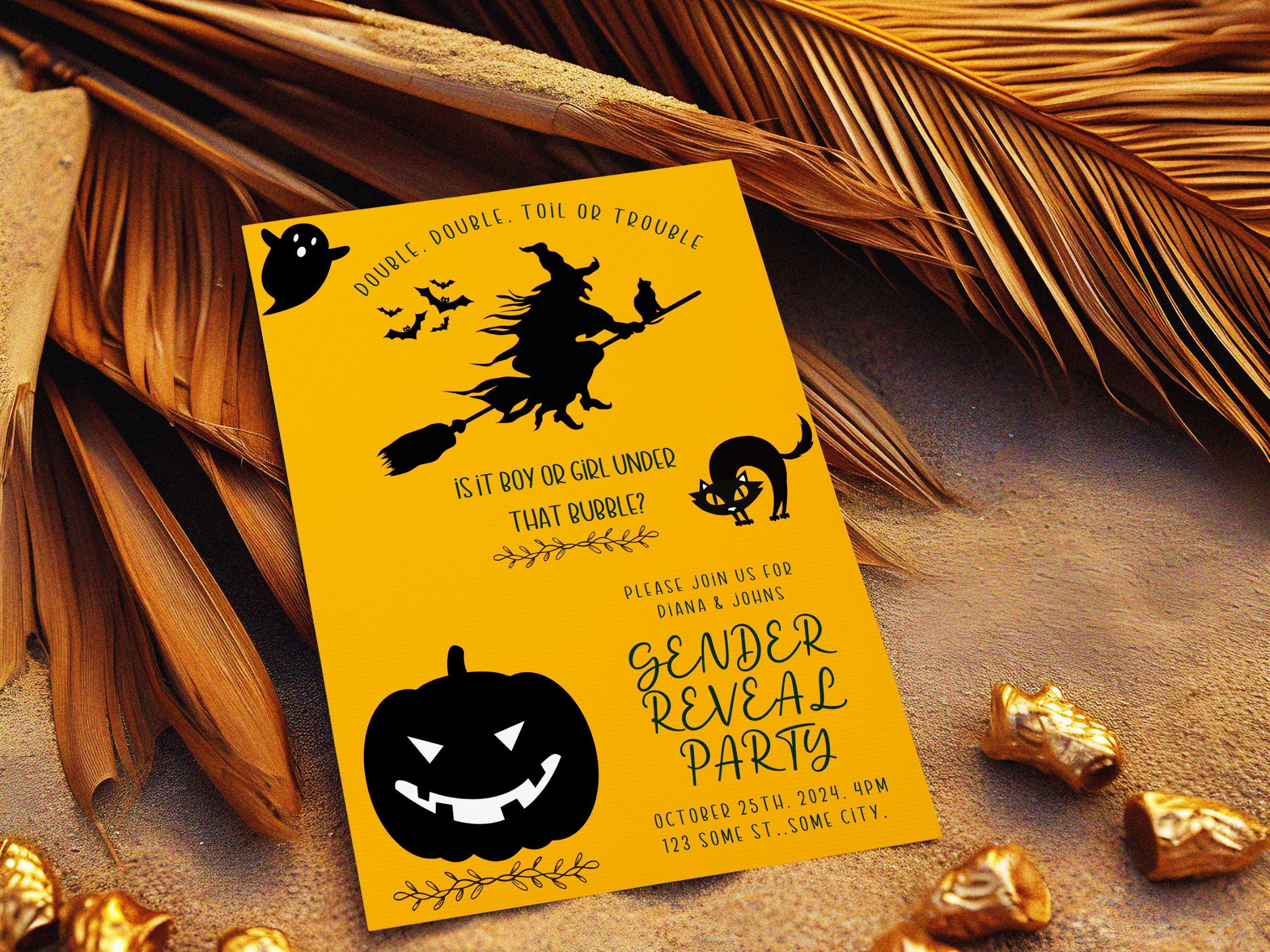Halloween Baby Shower Invitation Halloween Invitation Gender Reveal Invitation Baby Shower Gender Neutral Invitation