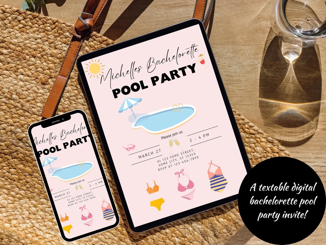 Bachelorette Party Invite Template Bachelorette Pool Party Tropical