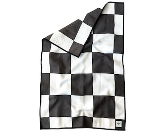 Waffle Weave Microfiber Dish Towel: Absorbent Checkered Kitchen Towel checkered