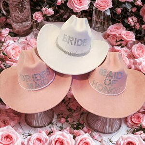 Set of 4 Custom Rhinestone Cowboy Hat Set: Bride  display picture 1