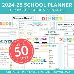De ultieme Back to School-planner 2024-2025: afdrukbare en bewerkbare stapsgewijze handleiding | gezinskalender | schoolchecklist | maaltijdplanner