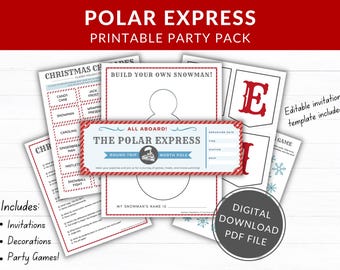 Polar Express Party Kit: Editable Ticket Invitation & Games (Digital Download)
