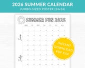 Giant Printable Summer Calendar 2026 | Family Schedule Poster (Digital Download)