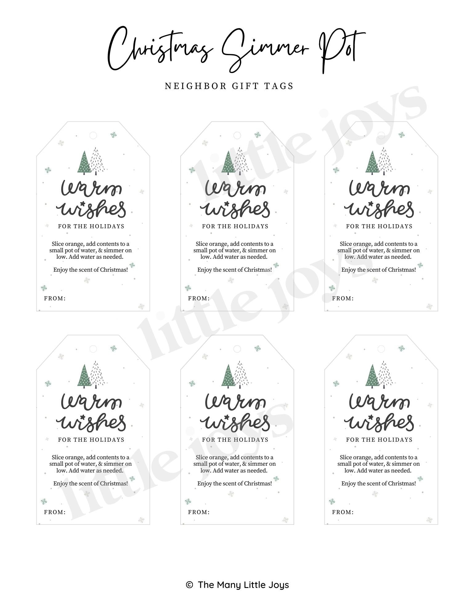 Christmas Simmer Pot Gift Tag Printable PDF Etsy