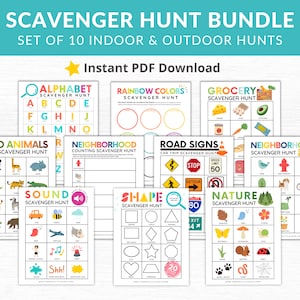Pack imprimable Chasse au trésor pour enfants d'âge préscolaire : chasse au trésor de quartier, chasse au trésor dans la nature, chasse au trésor en couleurs et plus encore !
