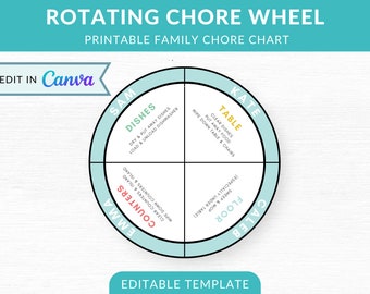 Rotating Chore Wheel Digital Template - Family Chore Chart