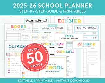 2025-2026 Back to School Planner: Editable Family Organizer (PDF Guide & Canva Templates)