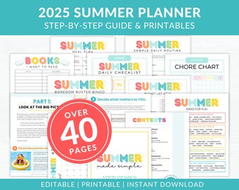 The Ultimate Summer Planner 2025: Printable & editable step-by-step guide | summer schedule | summer checklist | summer reading