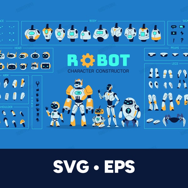 Vector Accessories Robot Etsy