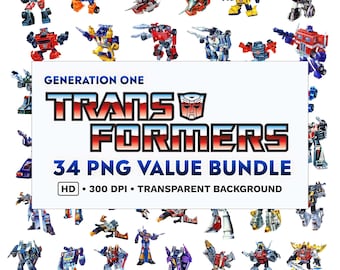 Pacchetto PNG Transformers G1: Optimus Prime, Bumblebee (download digitale)