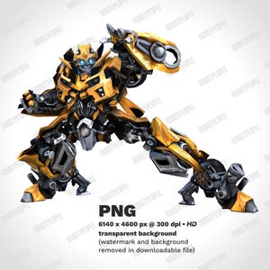 Transformatoren Bumblebee PNG | Autobots Art Clipart, sofortiger Download, 300 dpi, transparenter Hintergrund, Sublimation