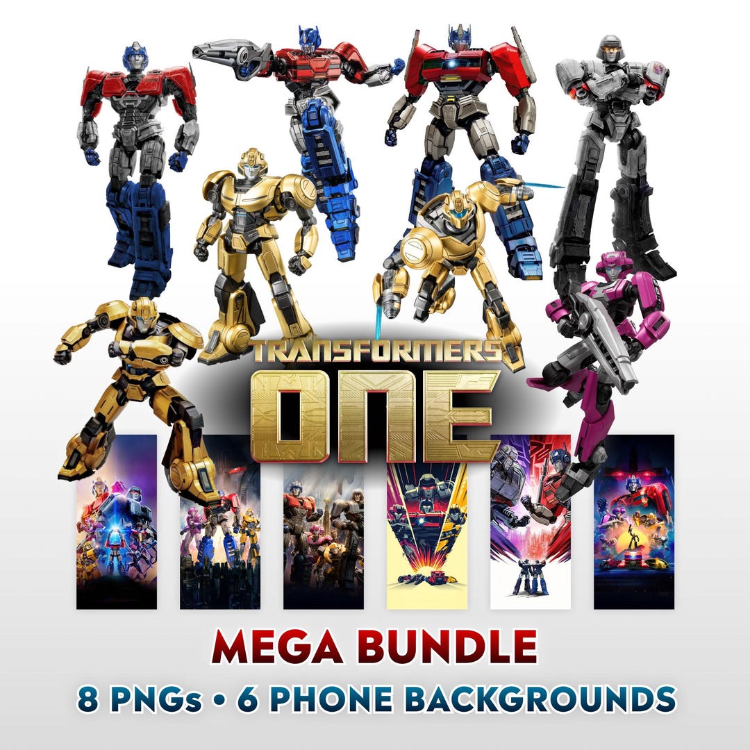 Transformers One PNG Art Bundle: Optimus, Bumblebee, Megatron