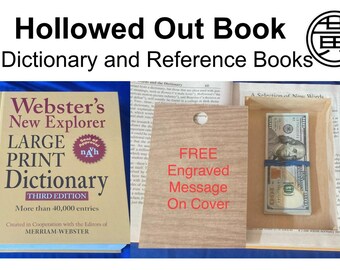 FREE opt engraving on Hollowed Dictionary and Reference Books|Book Safe|Storage Books|Hollowed out Book|Stash Book